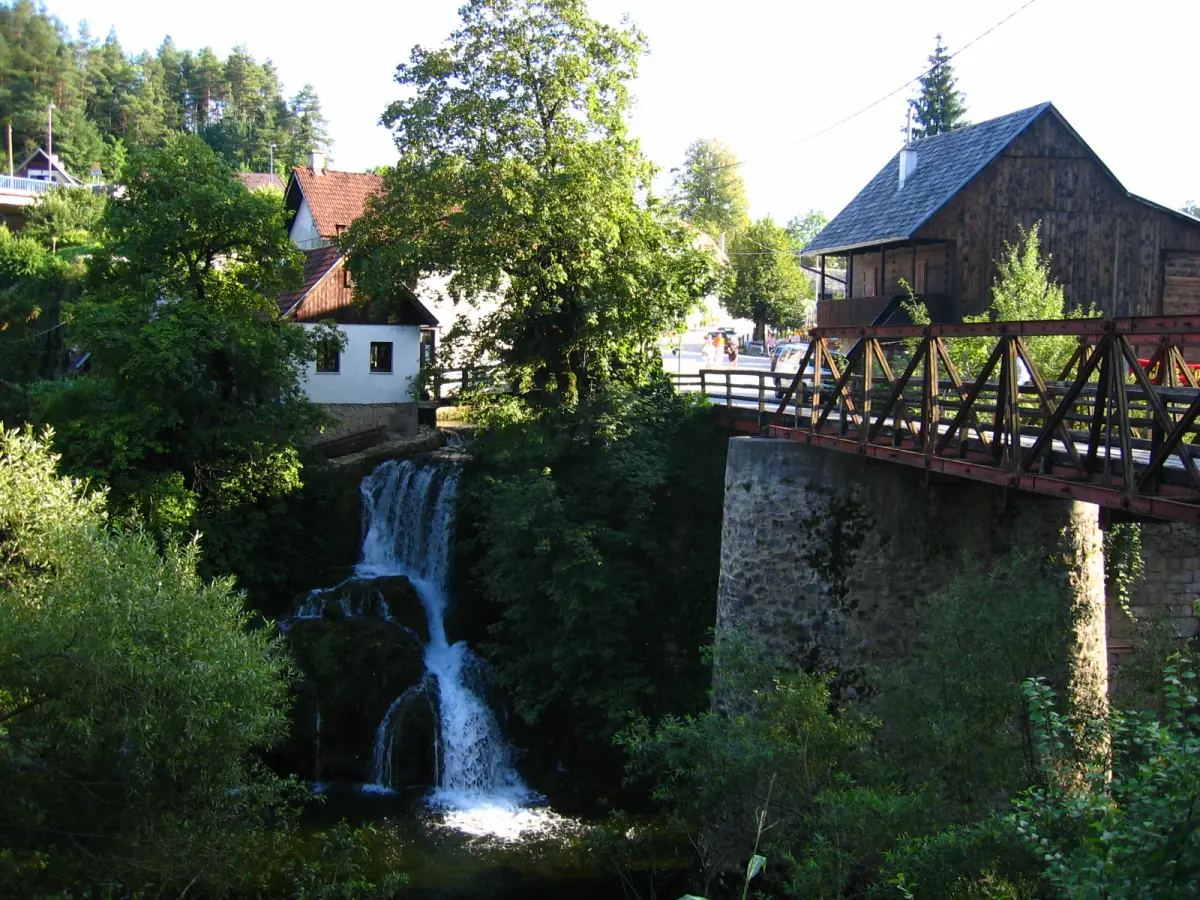 Waterfall and bridge in Rastoke
